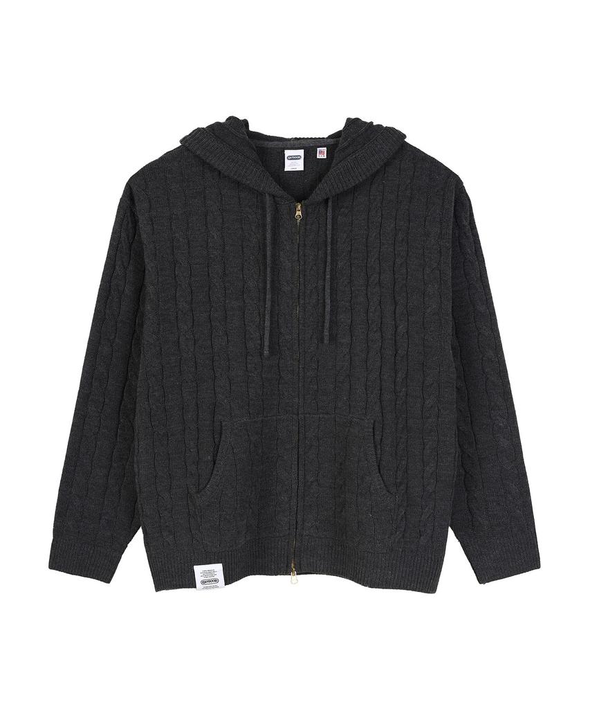 Outdoor Products Cable Knit Zip-Up Hoodie (Charcoal)