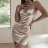 Satin Camisole Dress Women's Sexy Casual Low Back Pajama Dress Loungewear