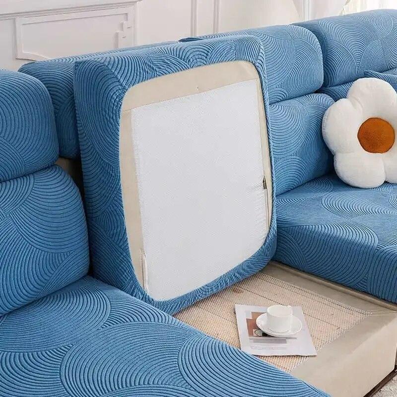 Polar Fleece Geometric Sofa Cushion Covers 1/2/3/4 Seater Elastic Sofa Mattress Corner Couch Armchair Slipcover