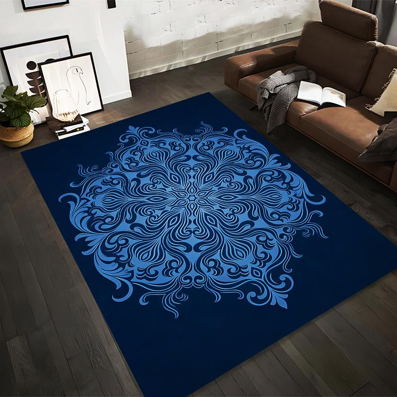 Blue Mandala Pattern Carpet, Decorative Floor Rug for Living Room Suitable for Use As an Anti-slip for Living Room Bedroom Sofas