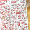 4 Pcs Strawberry Rabbit Pink Crystal Epoxy Kids' Cartoon Decorative Stickers Perfect for Scrapbook BulingBulingStickers Store
