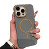 Applicable To IPhone 16 Contrasting Color Matte Thin Circle Magnetic Suction Phone Case Apple 15 Oblique Stripe Advanced Sense Protective Case 14