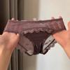 Ladies Summer Thin Style Pure Desire Sexy Lace Satin Ice Screen Yarn Low Waist Triangle Briefs