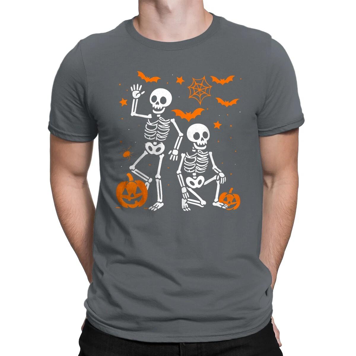 Vintage Slightly Subtle Halloween Skeleton Shirt Funny Autumn Festival Woman Man Cotton Gothic Cool Printed Tshirt Streetwear S
