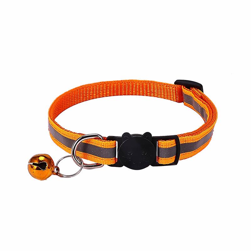 Reflective Cat Collar with Cartoon Cat Head & Colorful Bell