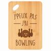 Planche À Découper - PLANETEE - Plateau Apéro - Bambou Gravé 30x20x1 Cm - Motif Bowling - Trou 24 Mm