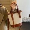 Fashi PU Einfache Leinwand Eimer Schulter- und Crossbody-Taschen für Damen 2026 Neue Vielseitige Lässige Eleganz Retro Handtaschen