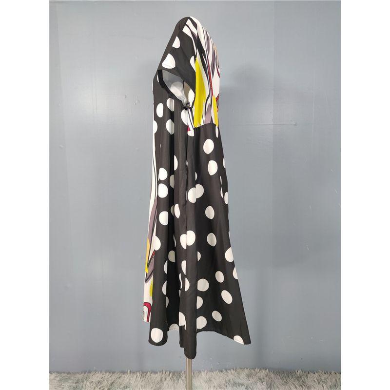 Foreign Trade Order Plus size Style Polka Dot Abstract Short sleeve Personality Elegant Casual Slimming Meat Covering Loose Fashion Dress