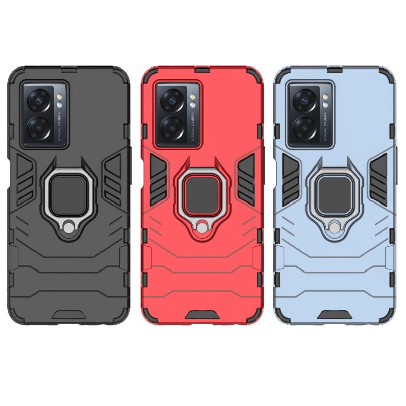 For OPPO A56S A57 A77 5g Back Cover Phone Case Shockproof Armor Anti-Fall Metal Ring Holder Magnetic Protect Funda Coque Cases