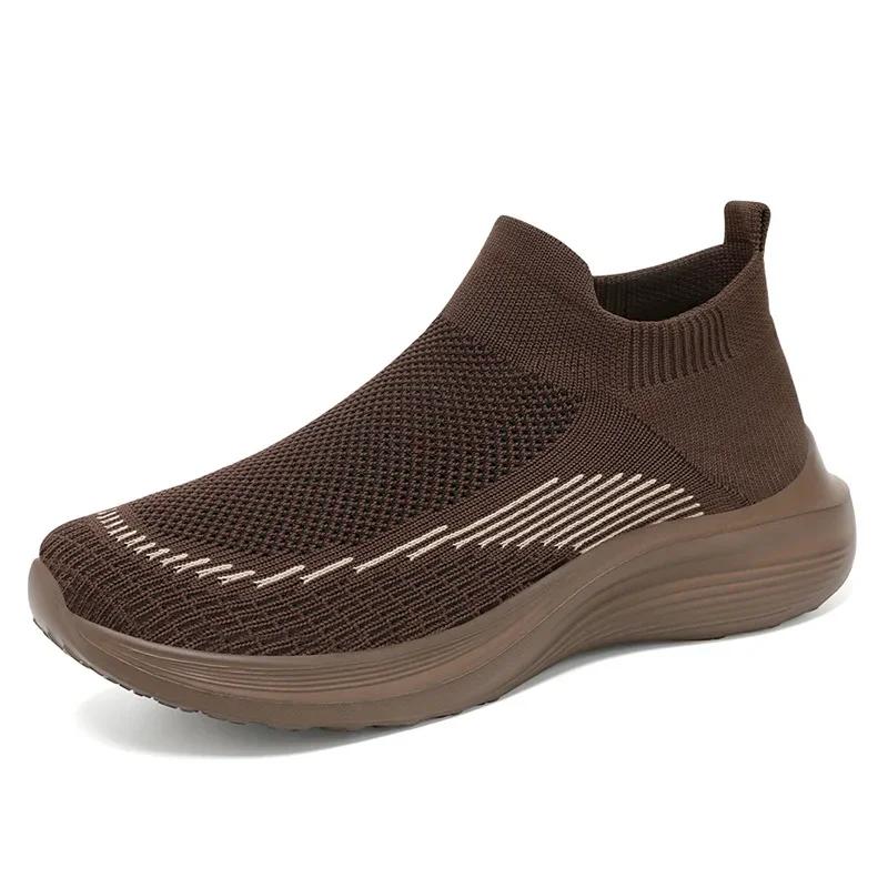 Fashion Women's Soft Sole Light Comfortable Loafers Breathable Knit Flat Shoes Woman Autumn New Breathable Flats Slip-on Socks Shoes