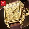 Luxus Klassische Herrenuhren Top Marke Original Quarz Quadratische Quarz Uhr für Mann Lederarmband Wasserdicht Leuchtende Uhr