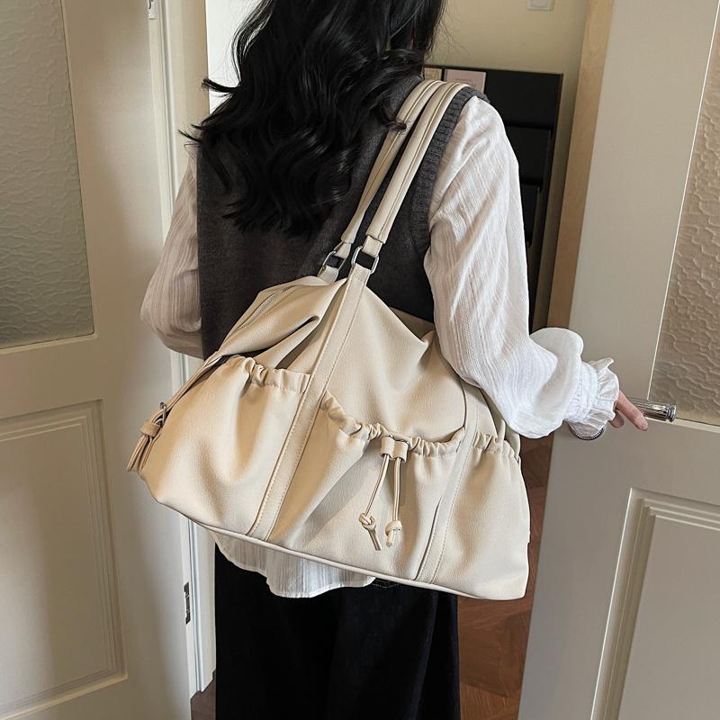 Elegant PU Tote Bag for Women – Fashionable Drawstring Bottom Design with Adjustable Shoulder Strap, Perfect for Work & Daily Use