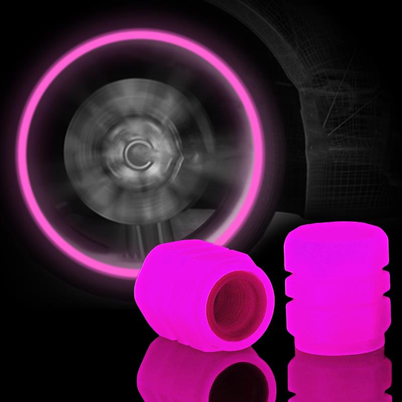 Purple and Green Luminous Tire Valve Caps for Car Motorcycle Bike Tyre Hub Glowing Cap Dustproof Nozzles Cover Car Accessories Valve Stems 1