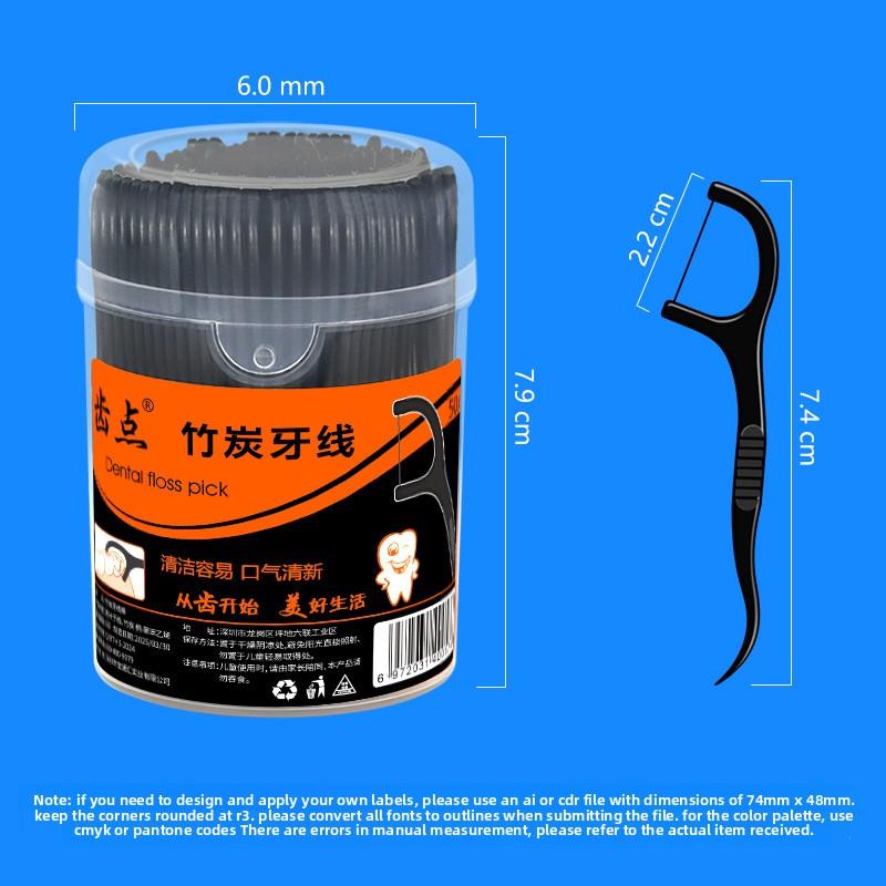 Tooth-point Round Bottle Ultra-fine Bamboo Charcoal Dental Floss Picks for Oral Care and Cleaning