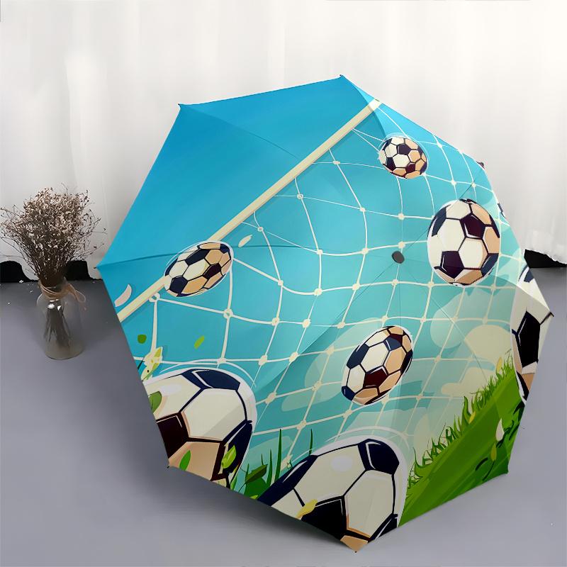 Fußballtornetz Automatischer Faltregenschirm 8 Rippen Leichtes Design, Langlebiger Eisenrahmen, Kompakt und Tragbar, Ideal für Geburtstag oder Weihnachten