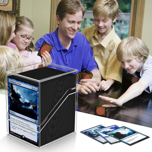 Mlikero Card Deck Case, 6-Pack Acrylic Commander Deck Box, Holds Over 100 Sleeved Cards, Includes 6 Dividers, Clear Card Storage Box for MTG, TCG, and