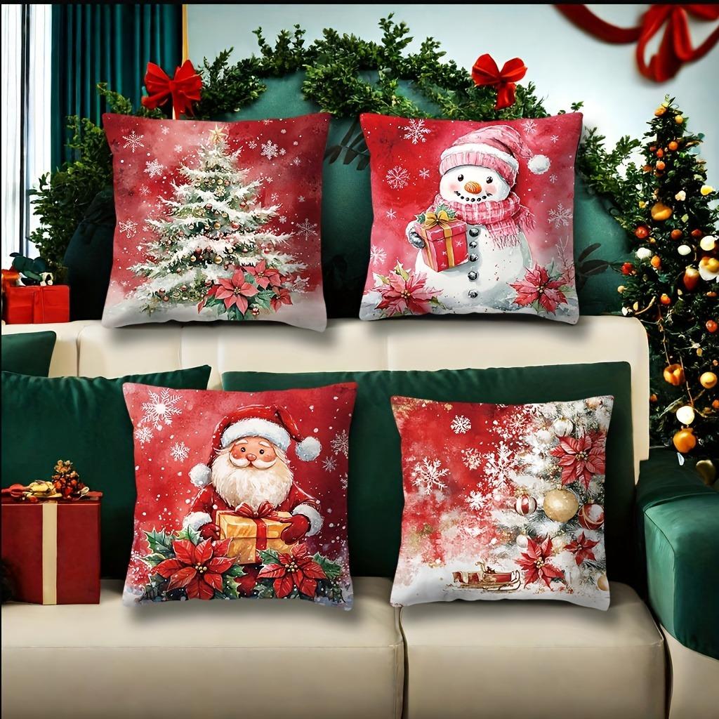 Christmas decoration pillowcase red Santa Claus Snowman pillow cover Sofa cushion cover home decoration New Year gift