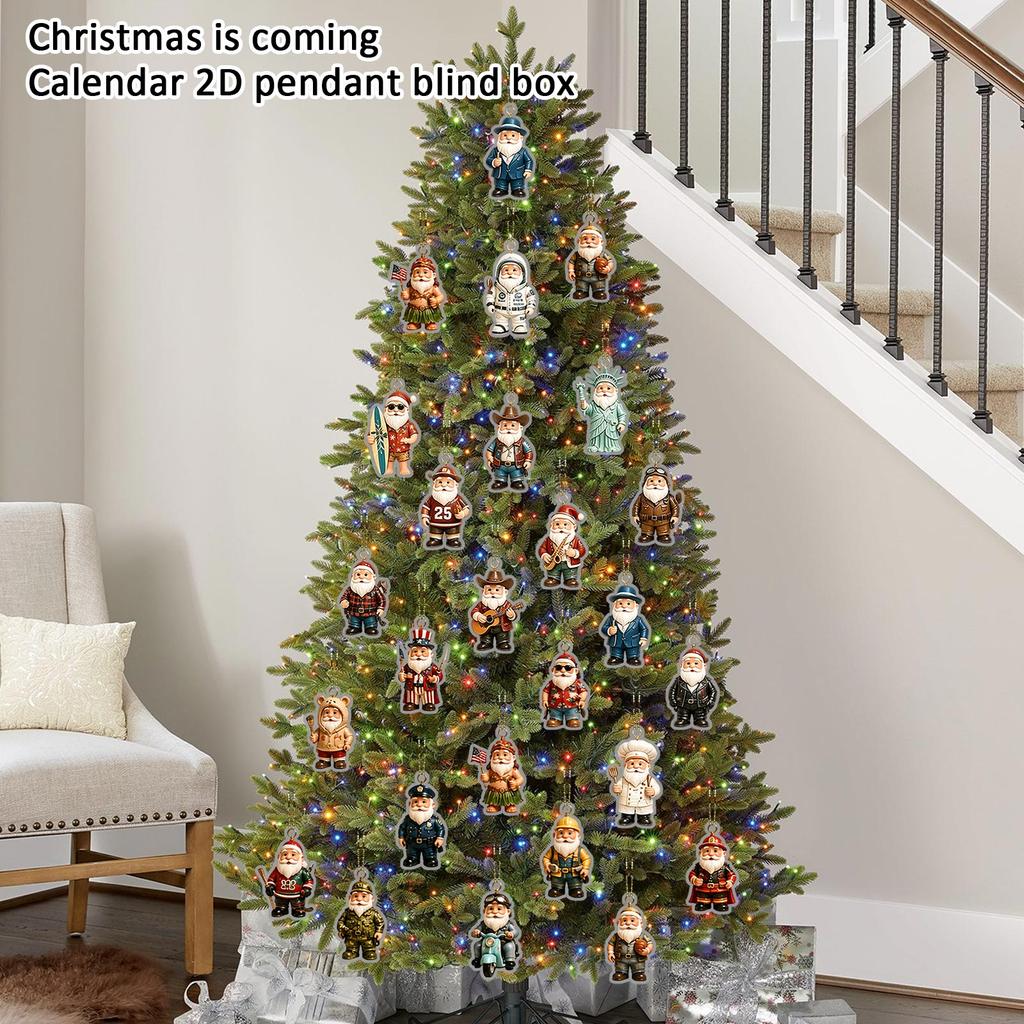 2026 Christmas Advent Calendar with 2D Hanging Ornaments Holiday Box