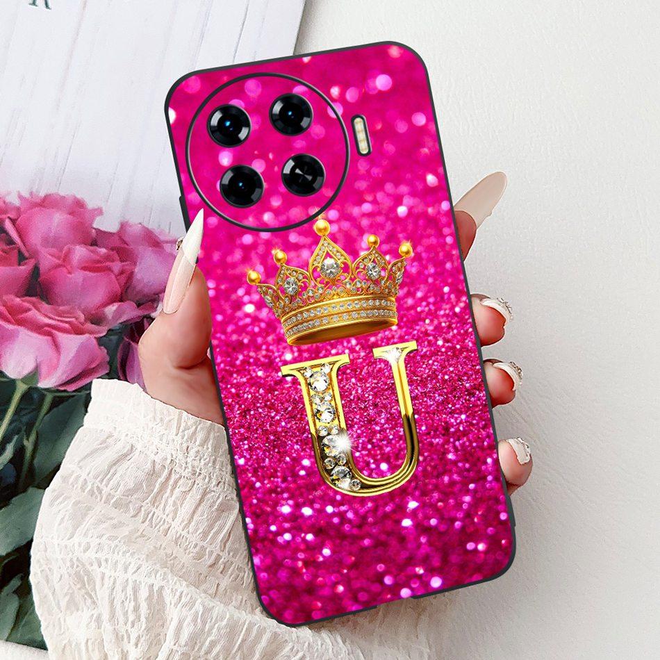 For Tecno Spark 20 Pro+ 20Pro 20 20C Fashion Crown Letter Phone Case For Spark20 20 Pro Plus Black Silicone Soft Cases Bumpers