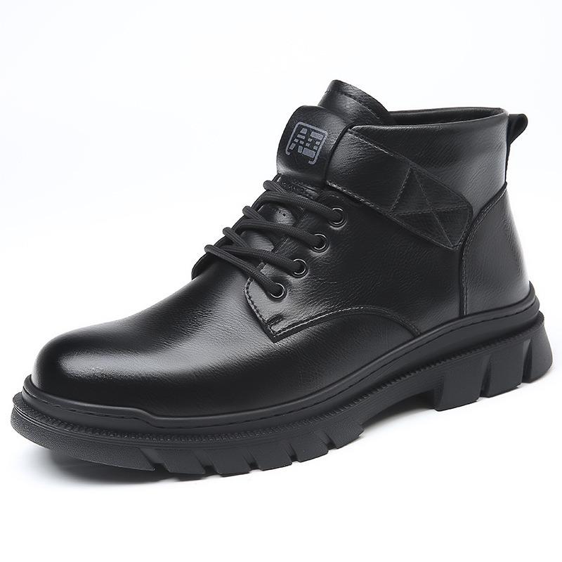 Martin Boots Men's Winter Men's Shoes New High-top Casual Velvet Leather Boots Trendy Versatile Retro Tooling Short Boots