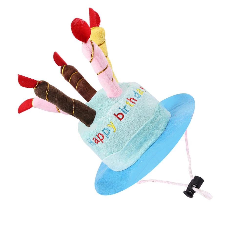 Dog Birthday Cake Hat Cute Fun Innovative Adjustable Cat Happy Birthday Hat for Birthday Party Holiday Photo Props Blue