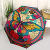 Colorful Butterfly Mandala Art Print, Vibrant Wall DecorUmbrella with Cute Design, Portable 3-Fold Compact Umbrella for Men & Women, Valentine's Day M