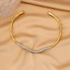 Luxury Gold and Silver Two-Tone Irregular Polished Brass Single Row Crystal Wave Choker Necklace for Women High-Quality Jewelry