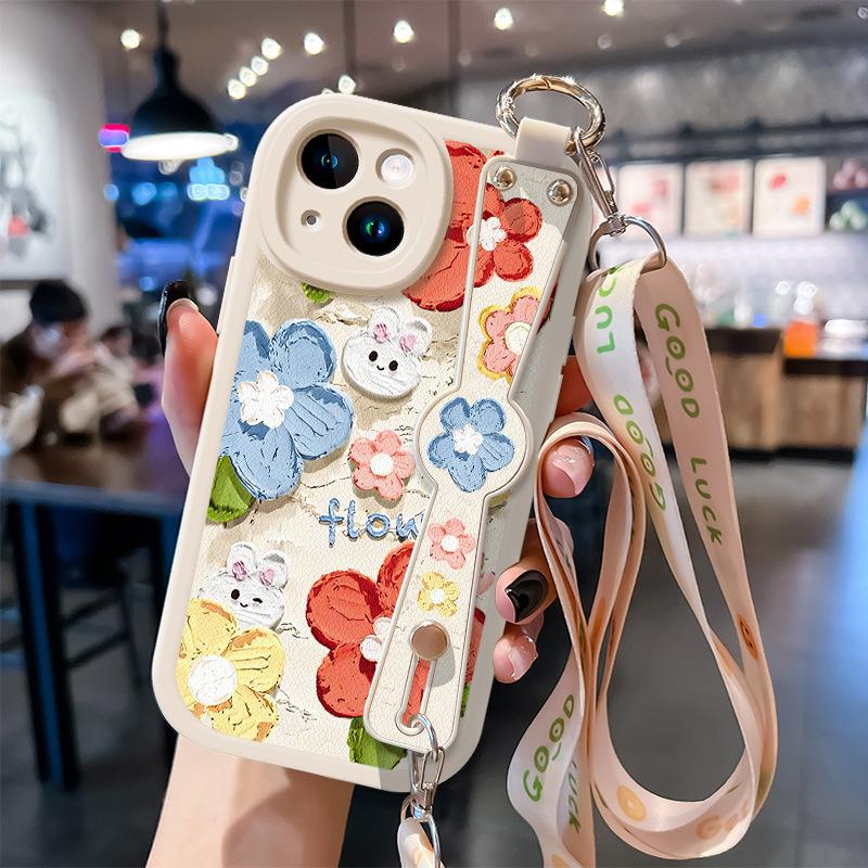 Customized Apple Mobile Phone Case 16 Pro Max Lanyard Sweet Girl Full Bag Crossbody Wristband iPhone 15 14 13 12 11 Plus Casing