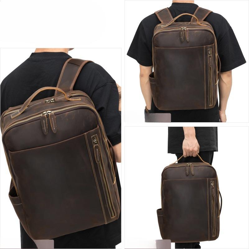 Backpack Genuine Leather Men's Backpack Large-capacity Computer Bag Business Travel Bag