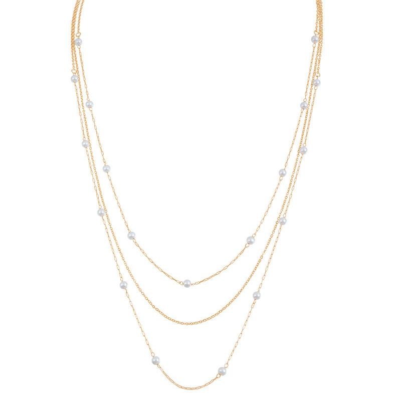 Fashion Long Pendant Necklace With O Link Chain And Pearl For Daily Wear