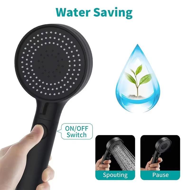 ZHIYAN Matte Black ABS High Pressure Water Saving Rain Showerhead with 3 Spray Modes Handheld Showerhead Set