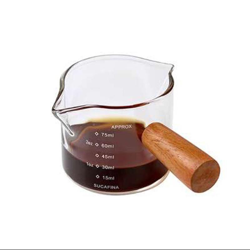 

M-75ml Heat-resisting Glass Espresso Measuring Cup Double Mouth Glass Milk Jug With Handle Glass Scale Measure Mugs