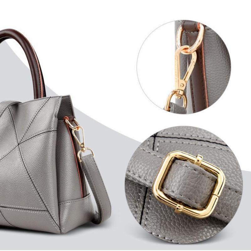 Johnature Luxury Handbag Fashion Large Capacity Women Bag Soft Leather Casual Tote Solid Color Shouler Messenger Bags