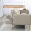 Scandinavian Design 2 Seater Convertible Sofa Reclining Backrest 3 Positions Wooden Legs Linen Look Fabric Beige
