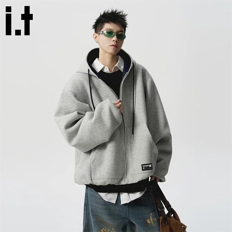 :CHOCOOLATE Heavyweight Colorblock Hooded Cardigan Jacket