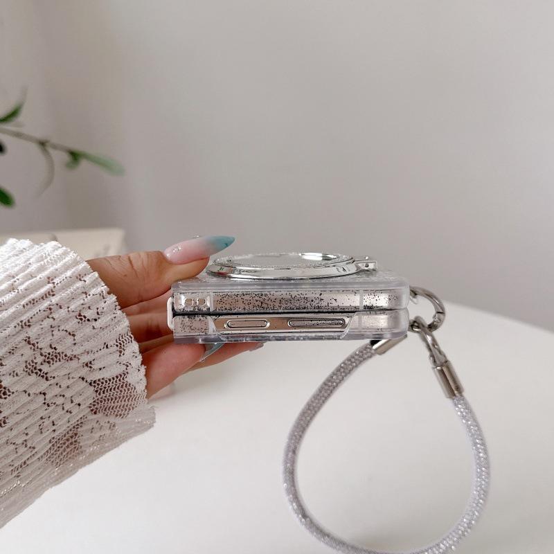 Galvanisierte glänzende Diamant-Handyhülle für Samsung Z Flip 8/7/6/5 mit magnetischer Adsorption und Klappständer