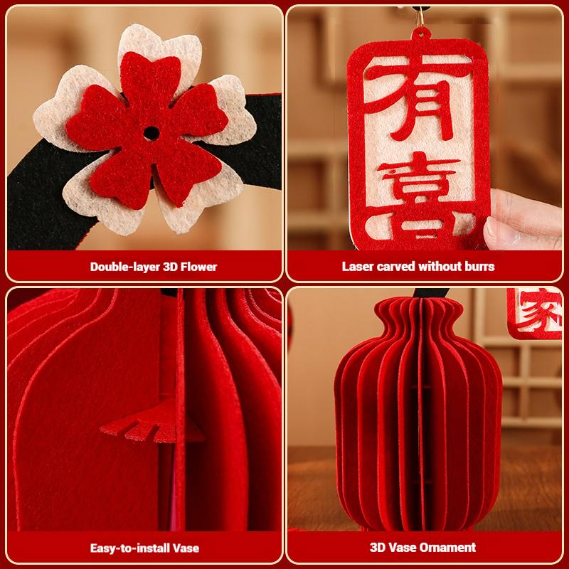 3D Chinese New Year Paper Honeycomb Ornaments Spring Festival Paper Gourd Ornament Xmas Party Decor Paper Gourd Desktop Vase