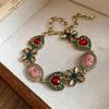 Flower and Heart Vintage Metal Necklace Court-style Bracelet Earrings Jewelry  Jewelry Accessories