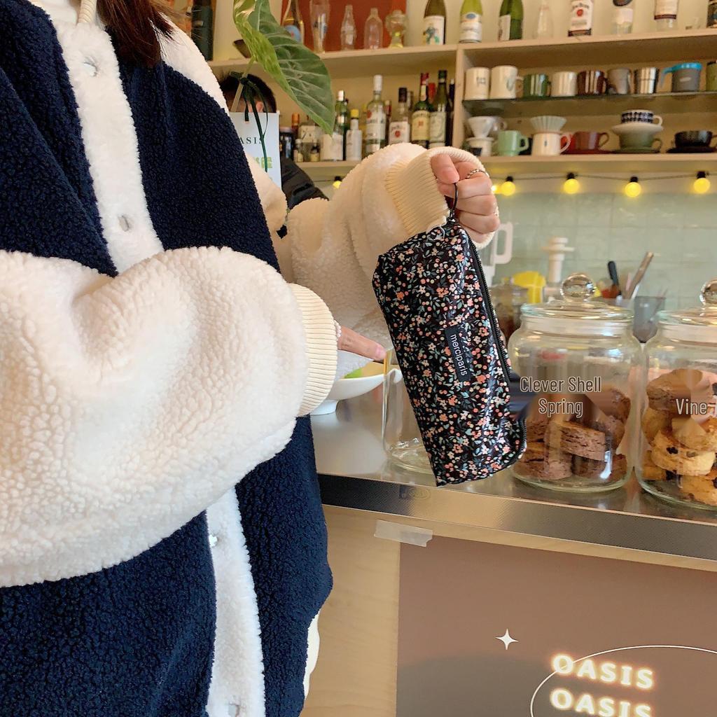 Retro Floral Corduroy Pencil Case and Makeup Bag