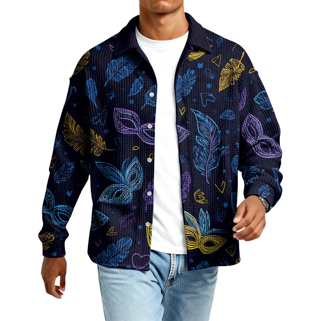 Herr Casual Långärmad Skjorta med Knappar