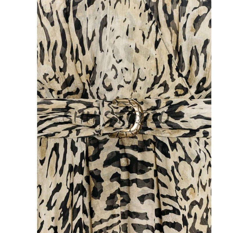 Autumn New Women's Clothing Double Breasted V Neck Long Sleeves Asymmetrical with Belt Animal Pattern Print Tops 8551067