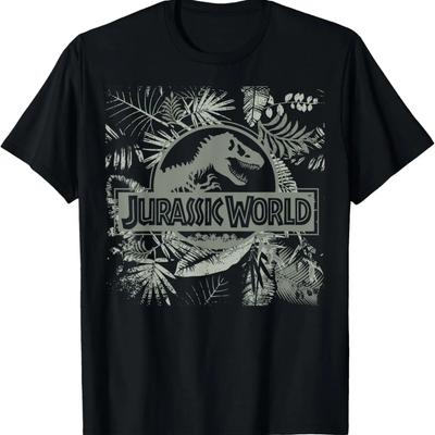 Jurassic World Grey Jungle Classic Logo T-Shirt
