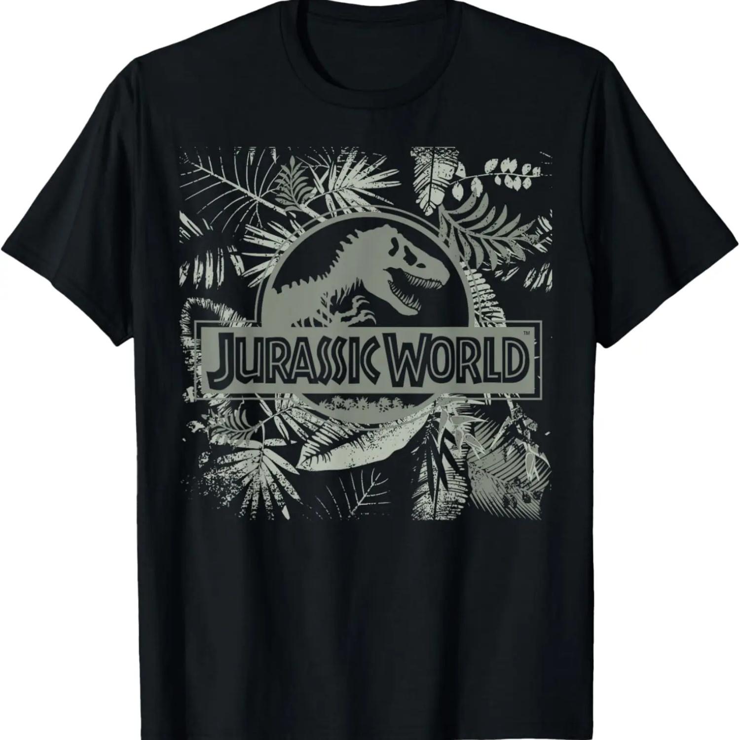 Jurassic World Grey Jungle Classic Logo T-Shirt S