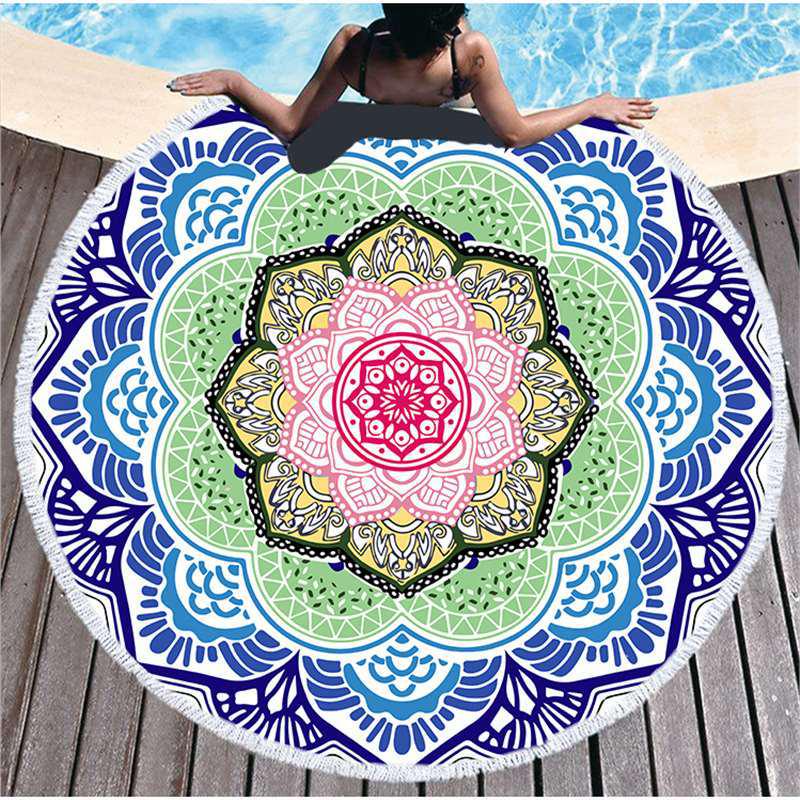 Mandala Pattern Microfiber Beach & Bath Towel - Luxurious Feel & Decorative Floor Mat