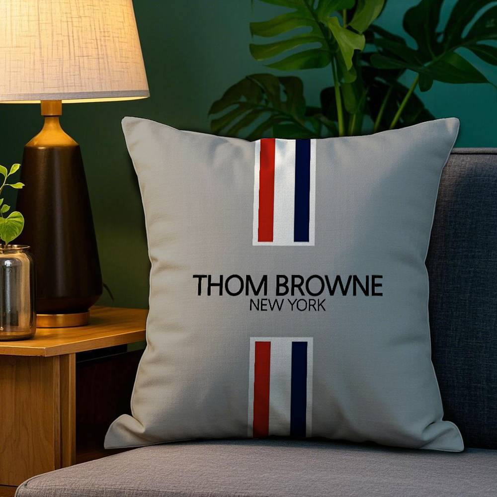 Luxury T_Thom B-Browne Pillow Case Plush Fabric Soft Double Sided Print Sofa Cushion Cover Throw Pillow Covers