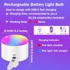 Battery Operated Light Bulb with Remote RGB Rechargeable Light Bulb USB Charging,50H Long Life Emergency Light Bulbs for Power Outage,Battery Powered