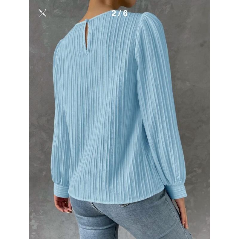 New Spring Round Neck Long Sleeve Loose Blouse Women Solid Color Office Shirt Ladies Casual Simple Tops Female Solid Color  Fashion Elegant Clothing