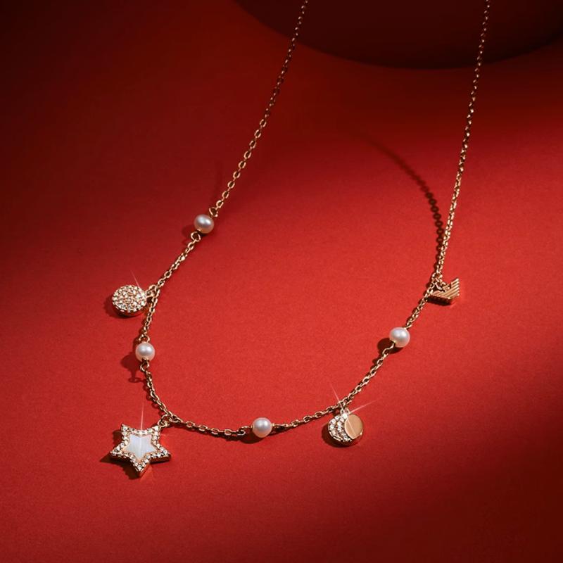 Emporio Armani Love Star And Moon Series Elegant Necklace Women necklace Rose-Gold EGS3106221