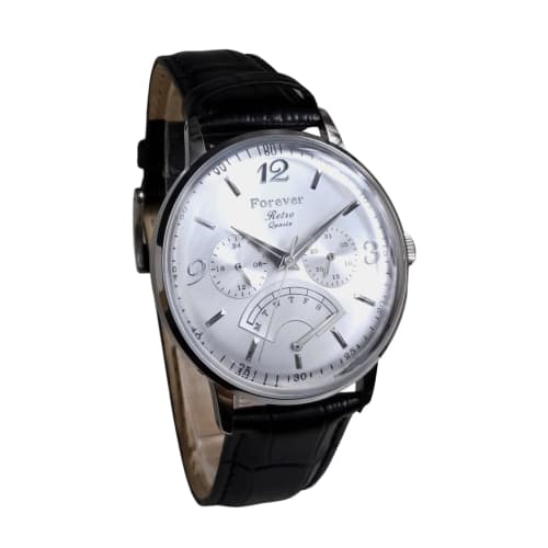 

FOREVER Men s Retro Quartz Watch with Calendar, Day of the Week, Date, and 24-Hour Display. [Antique Design] Perfect for Business. FG-2030-SV-SV Leath