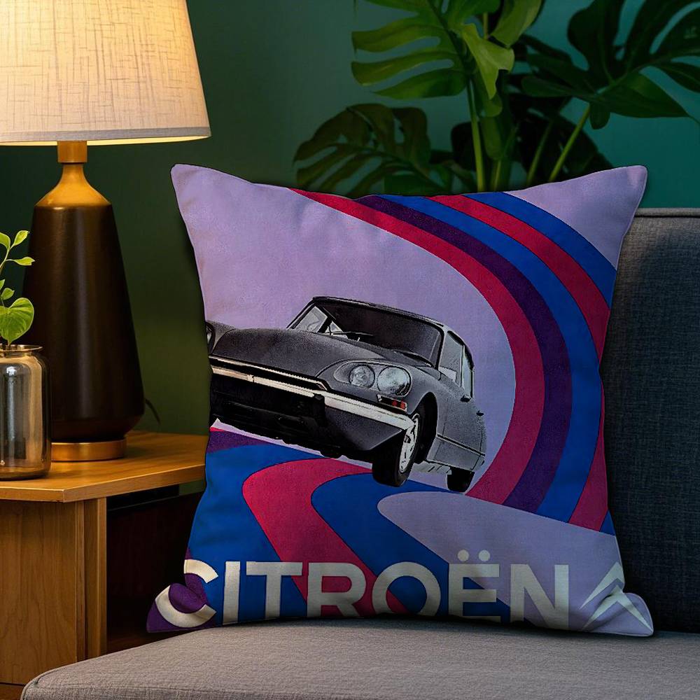 Cool C-Citroen Classic Pillow Case Plush Fabric Soft Double Sided Print Sofa Cushion Cover Throw Pillow Covers